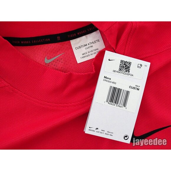 NIKE GOLF TIGER WOODS ADV MOCK SHIRT CUSTOM ATHLETE EXCLUSIVE DR5324-850 EMBER - Picture 4 of 8
